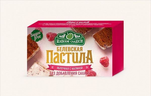 №2 Пастила  200г диетическая с МАЛИНОЙ, НОВЫЙ ФОРМАТ (4*50г)   в Ялте