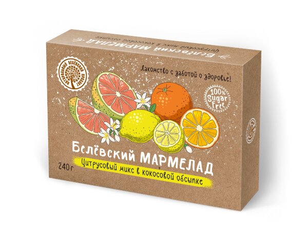 №2 Мармелад белевский на фруктозе 240г "Цитрусовый микс" в Ялте